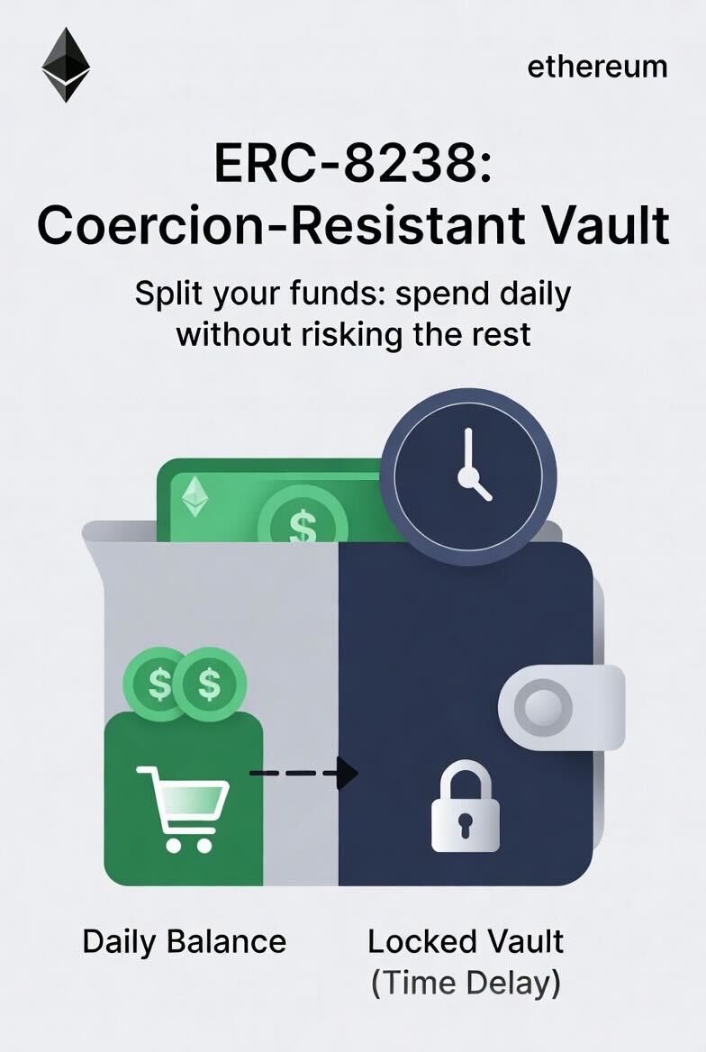 ERC-8238 Coercion-Resistant Vault: split your funds — spend daily without risking the rest